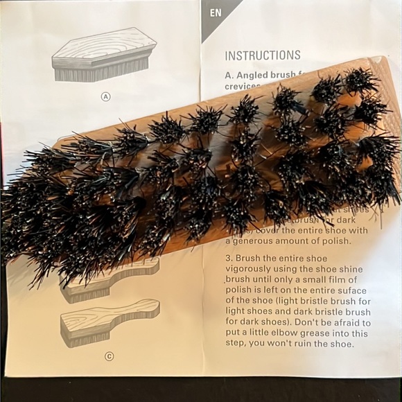 Kikkerland shoe cleaner brush set-5 beechwood handle & natural hair brush-NIB - Picture 4 of 13
